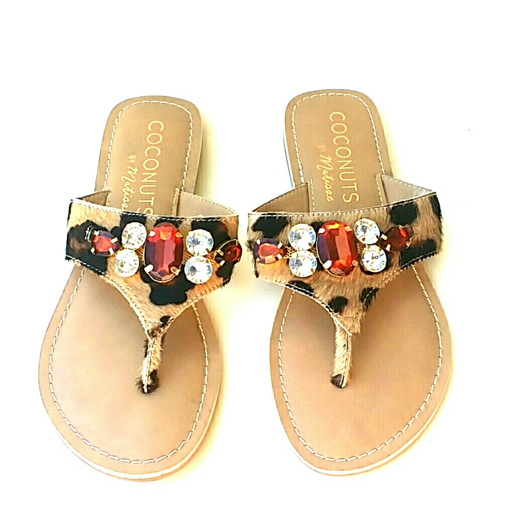Coconuts Matisse Bam Bam Leather Cow Fur Flip Flop